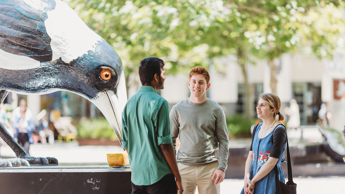 Students in Garema Place.