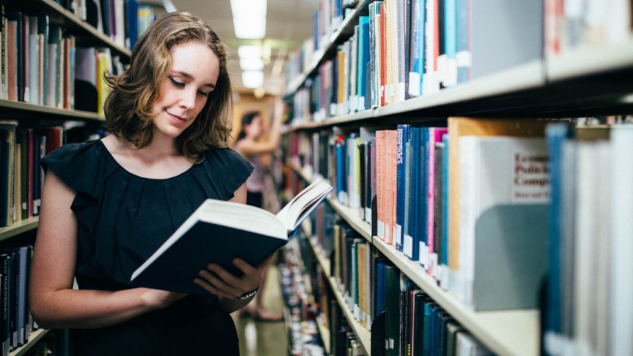 student reading a book